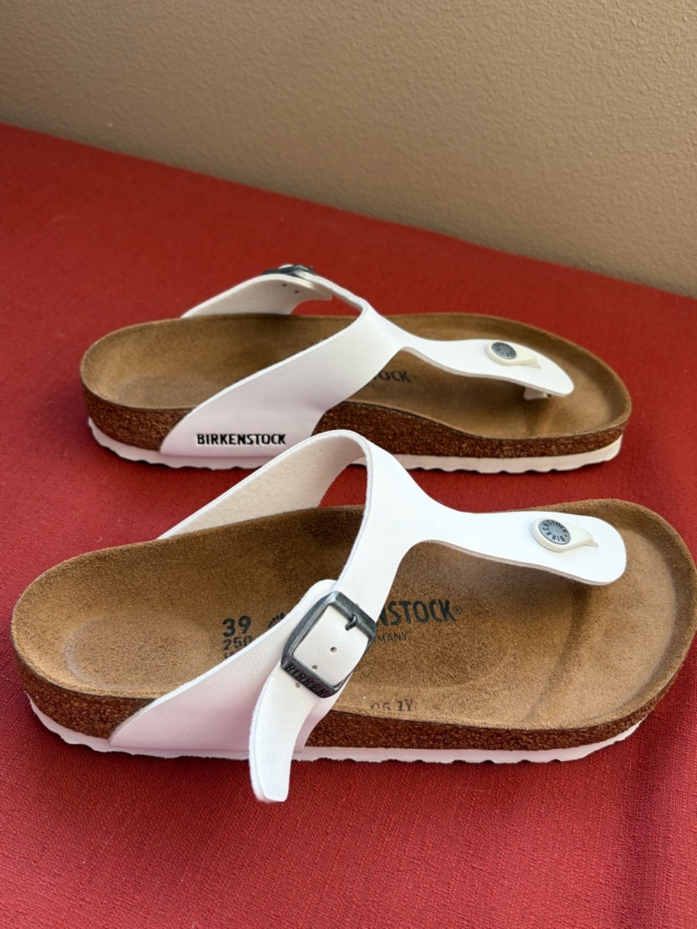 Birkenstock White Gizeh Leather Thong Sandals - Women's - Picture 3 of 6